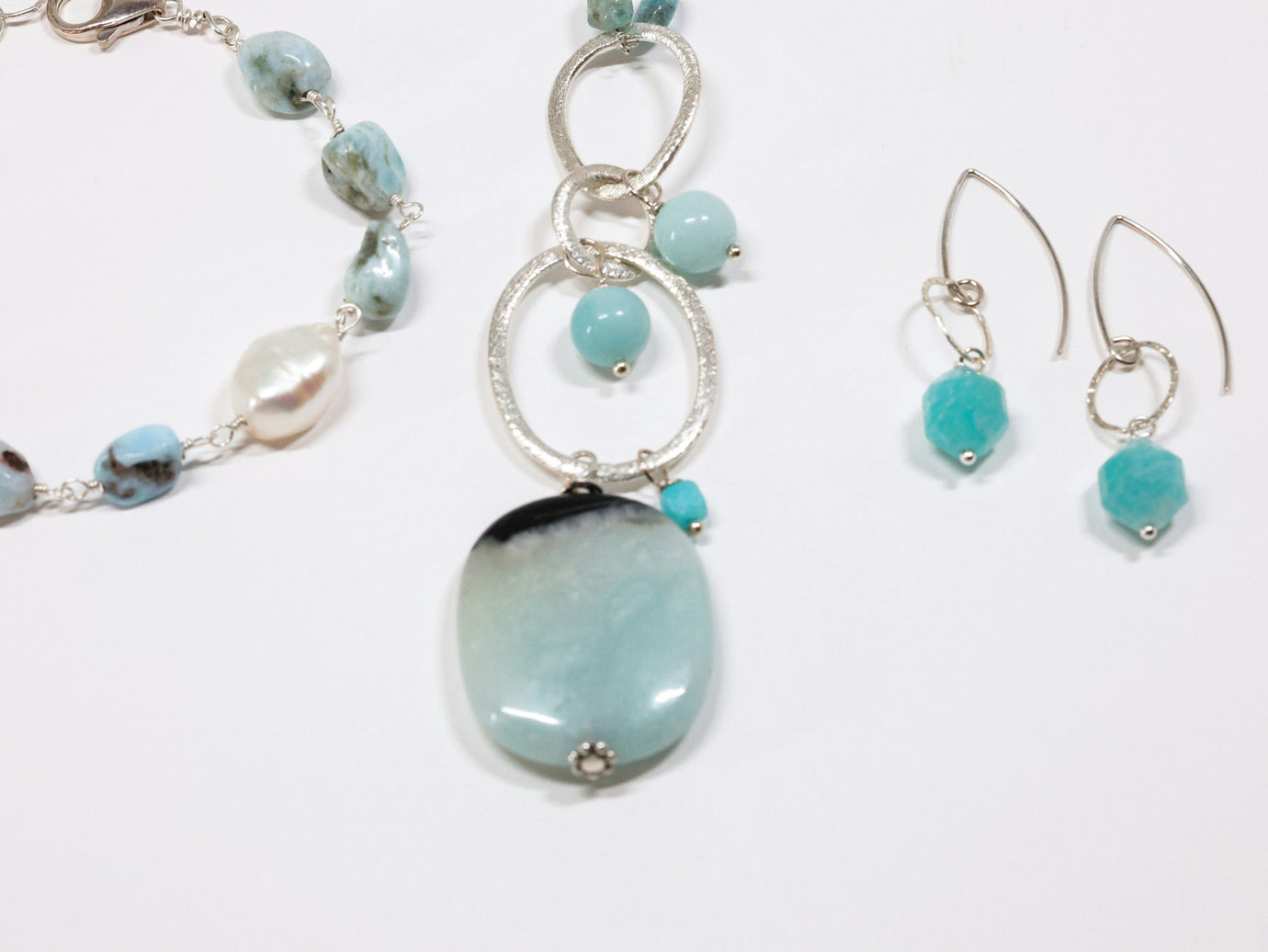 nh Amazonite and Pearl Sterling
