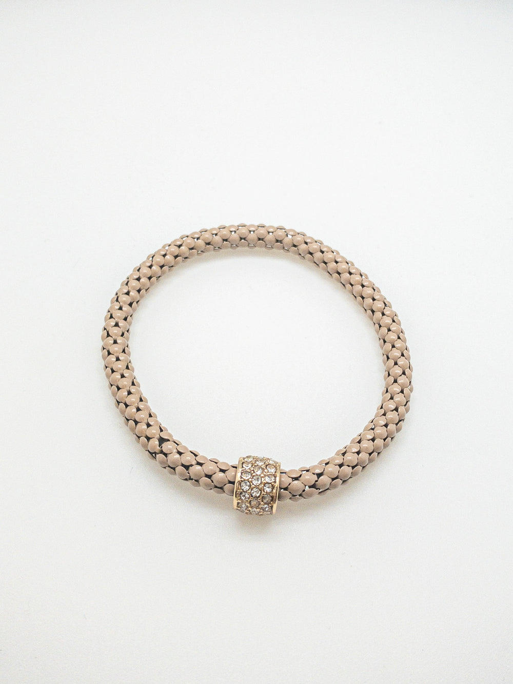 Scarlett taupe bracelet, tan interlocking chain with charm