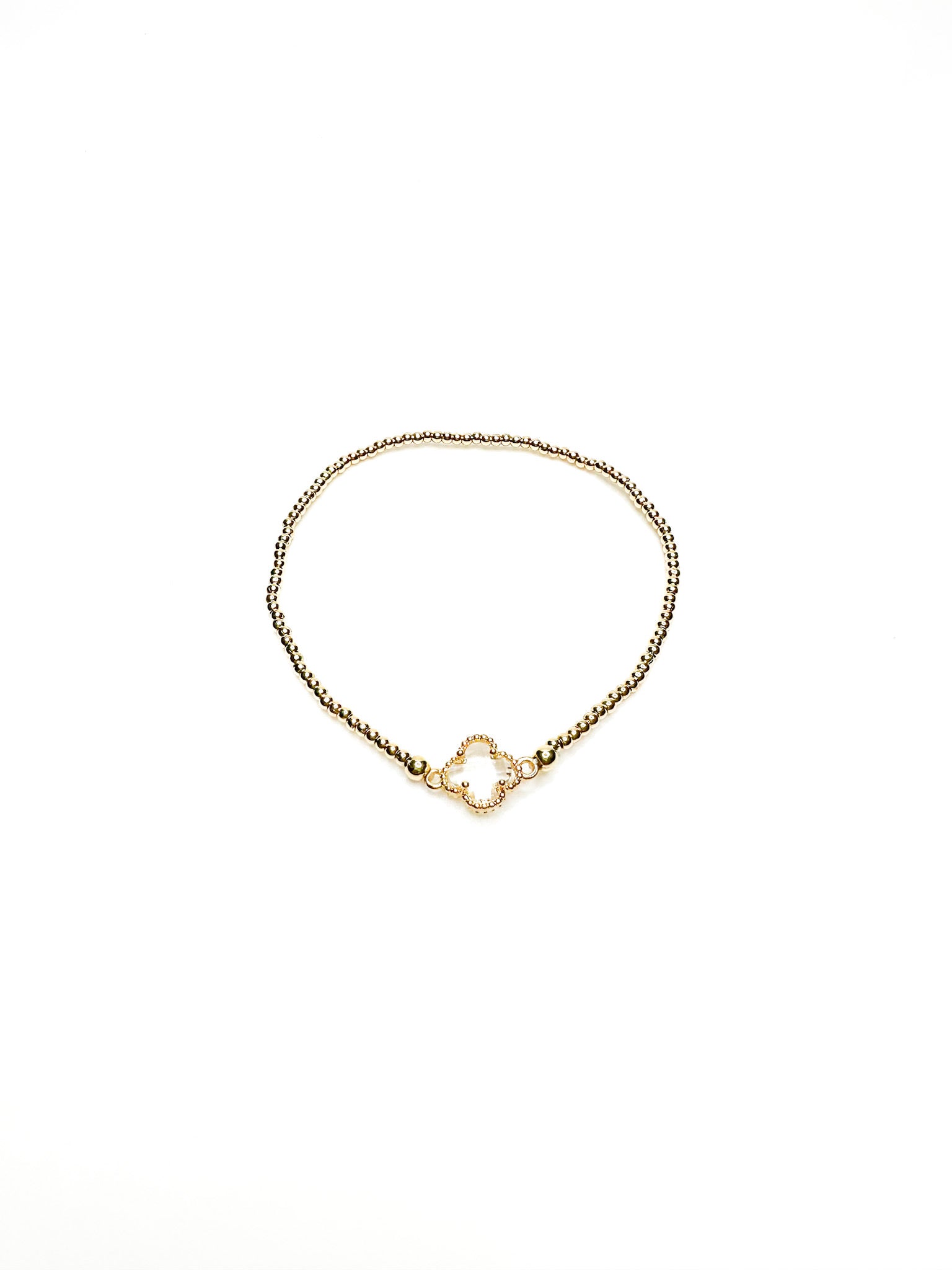 gold beaded charm bracelet