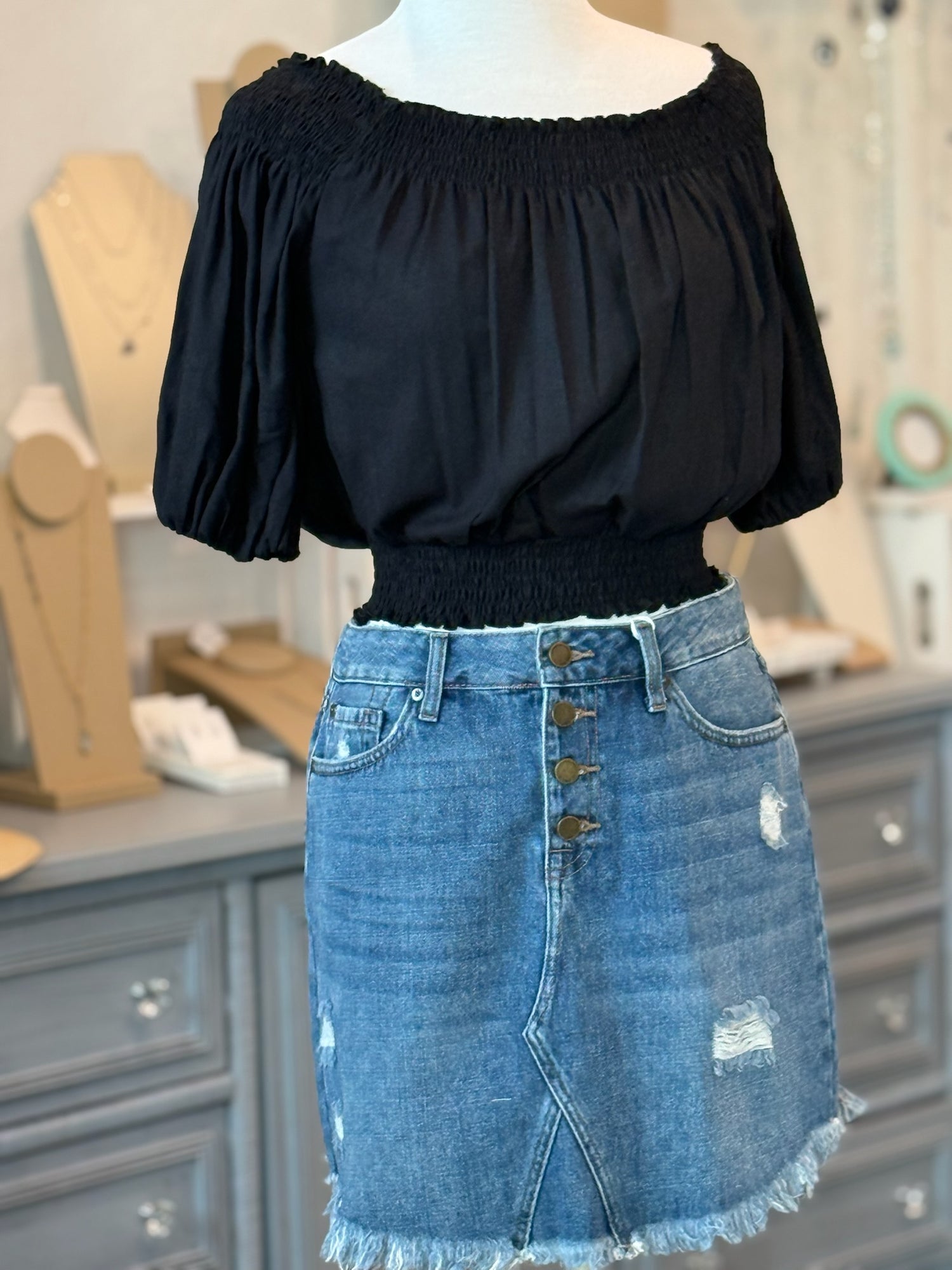 Alani Ruffle Top in Black  front