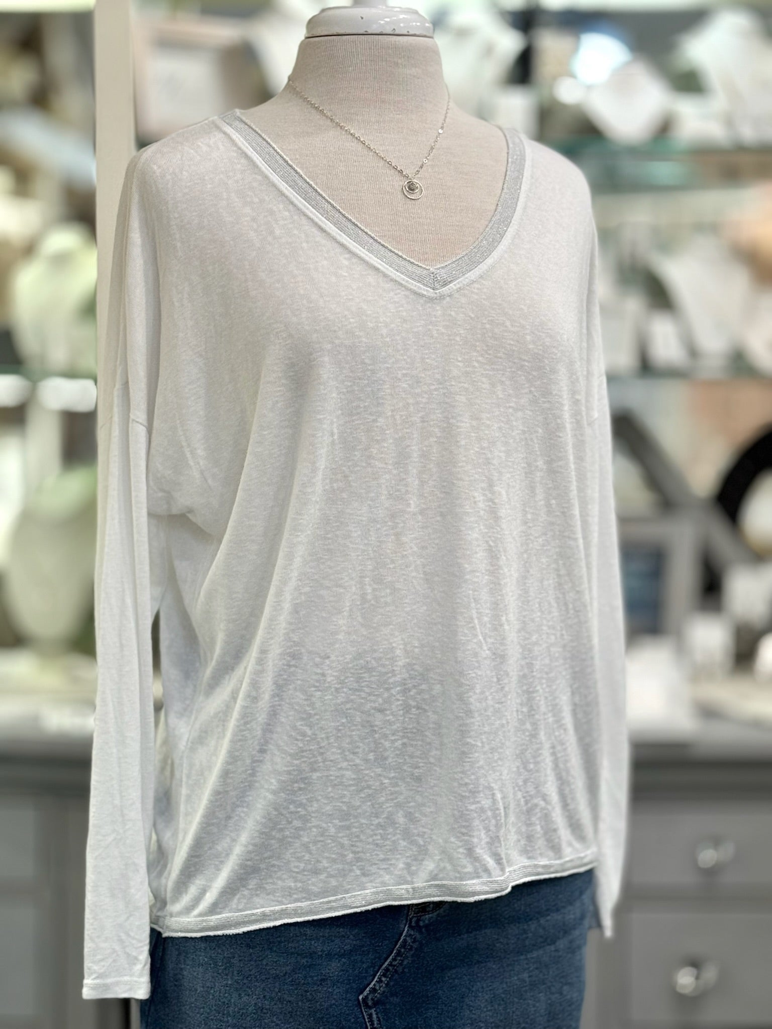 Grace Lightweight Sweater in White