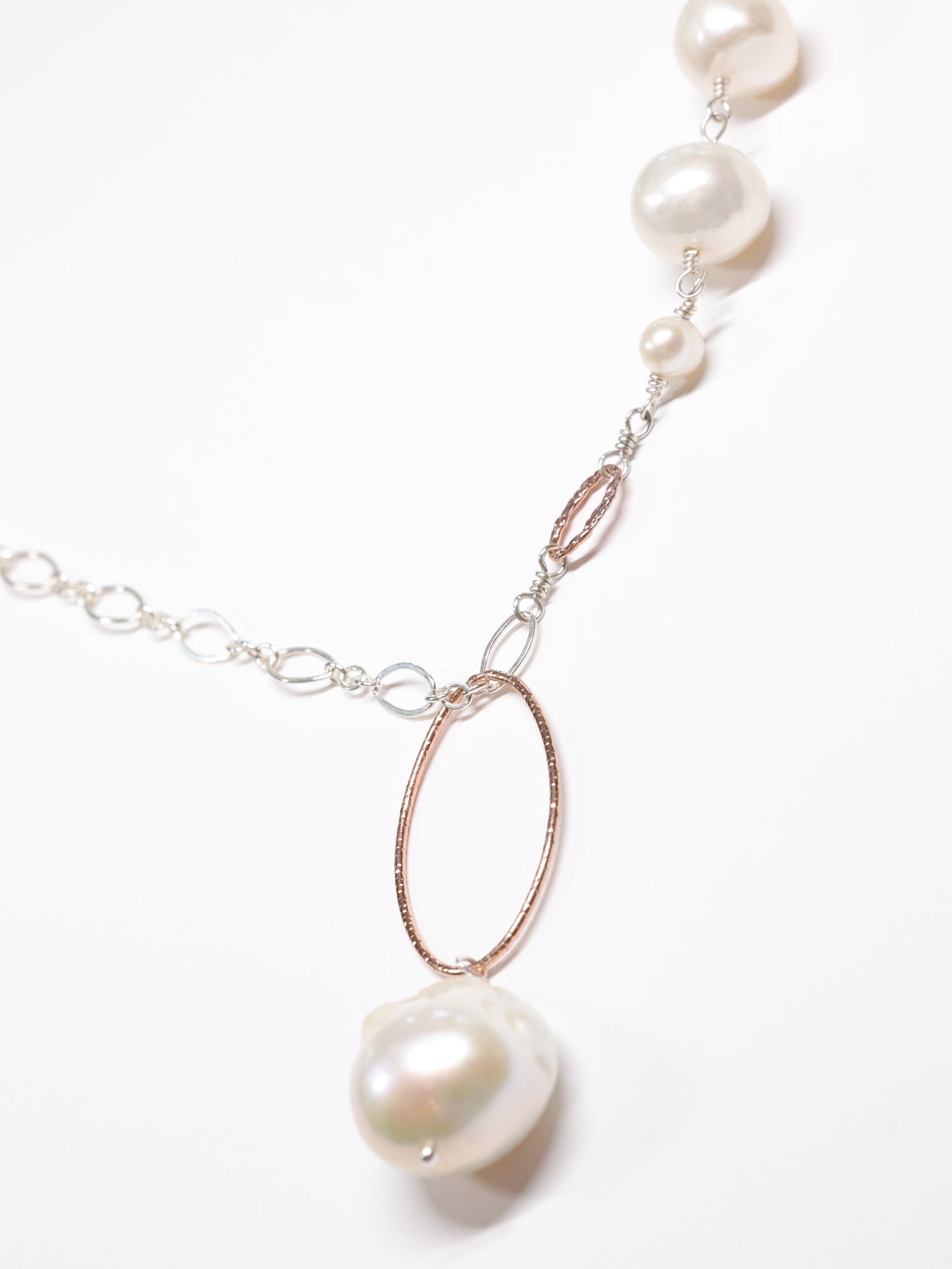 Dancing Pearl nh Necklace with rose gold and sterling