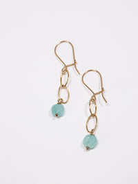 tiny amazonite earring gold filled on flat lay