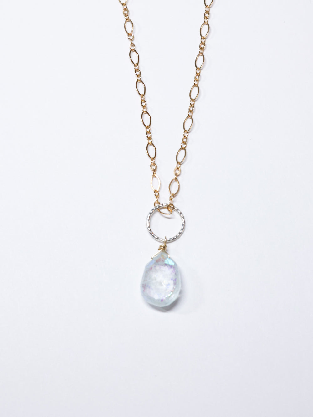 AB aquamarine pendant necklace -gold filled