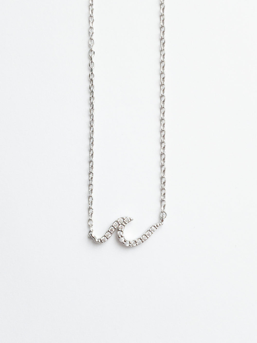 Avianna Large Crystal necklace in silver. sparkly wave