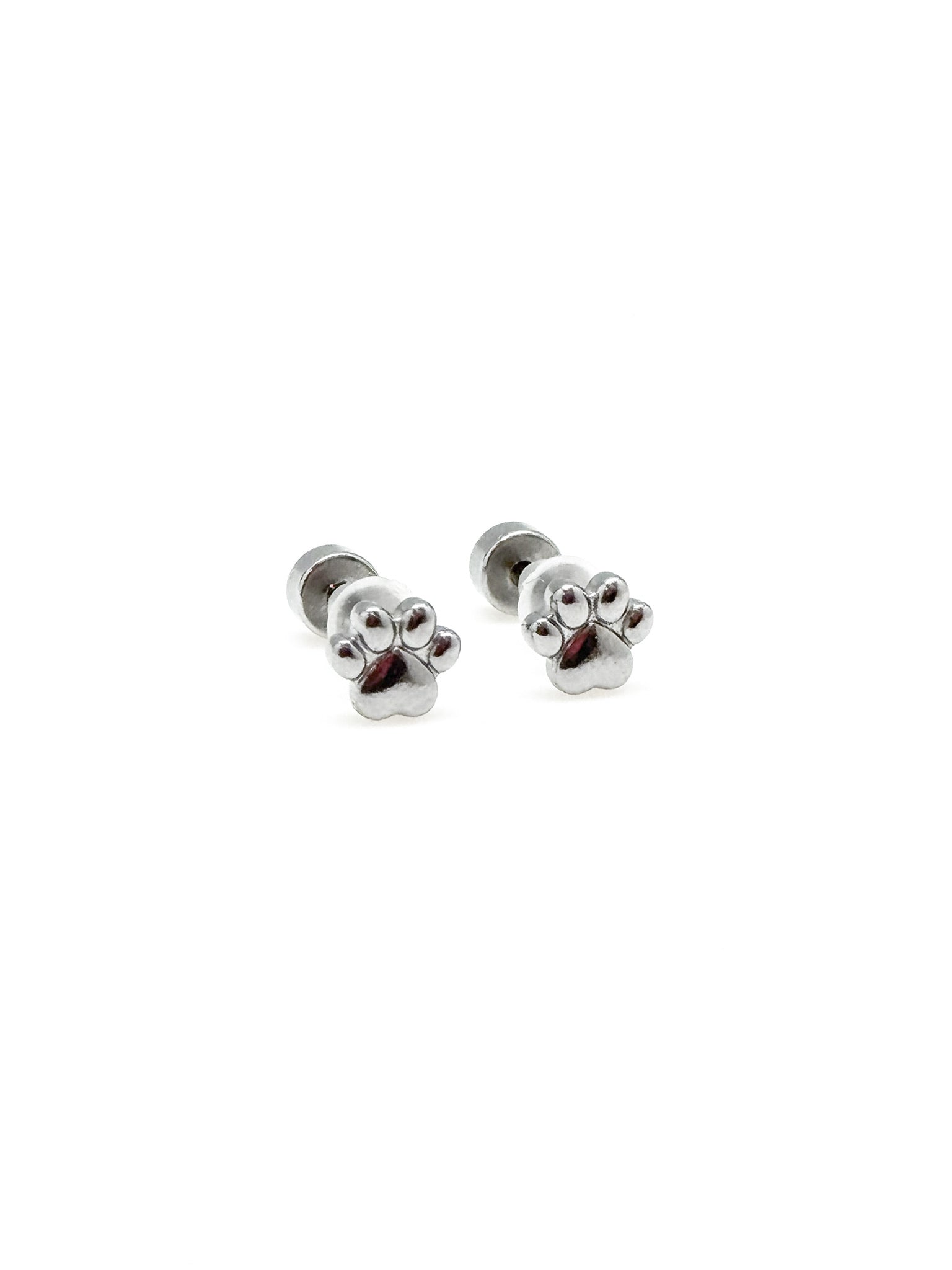 Silver paw print earrings