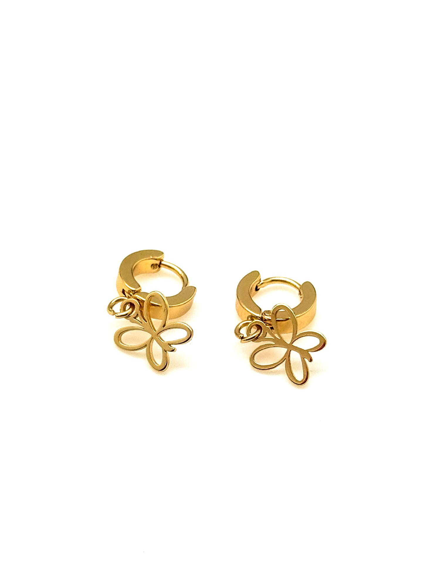 gold butterfly huggie hoops