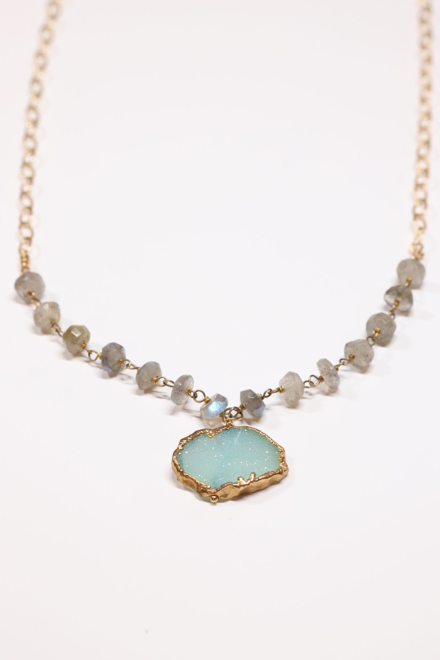 Necklace centered with labradorite on each side