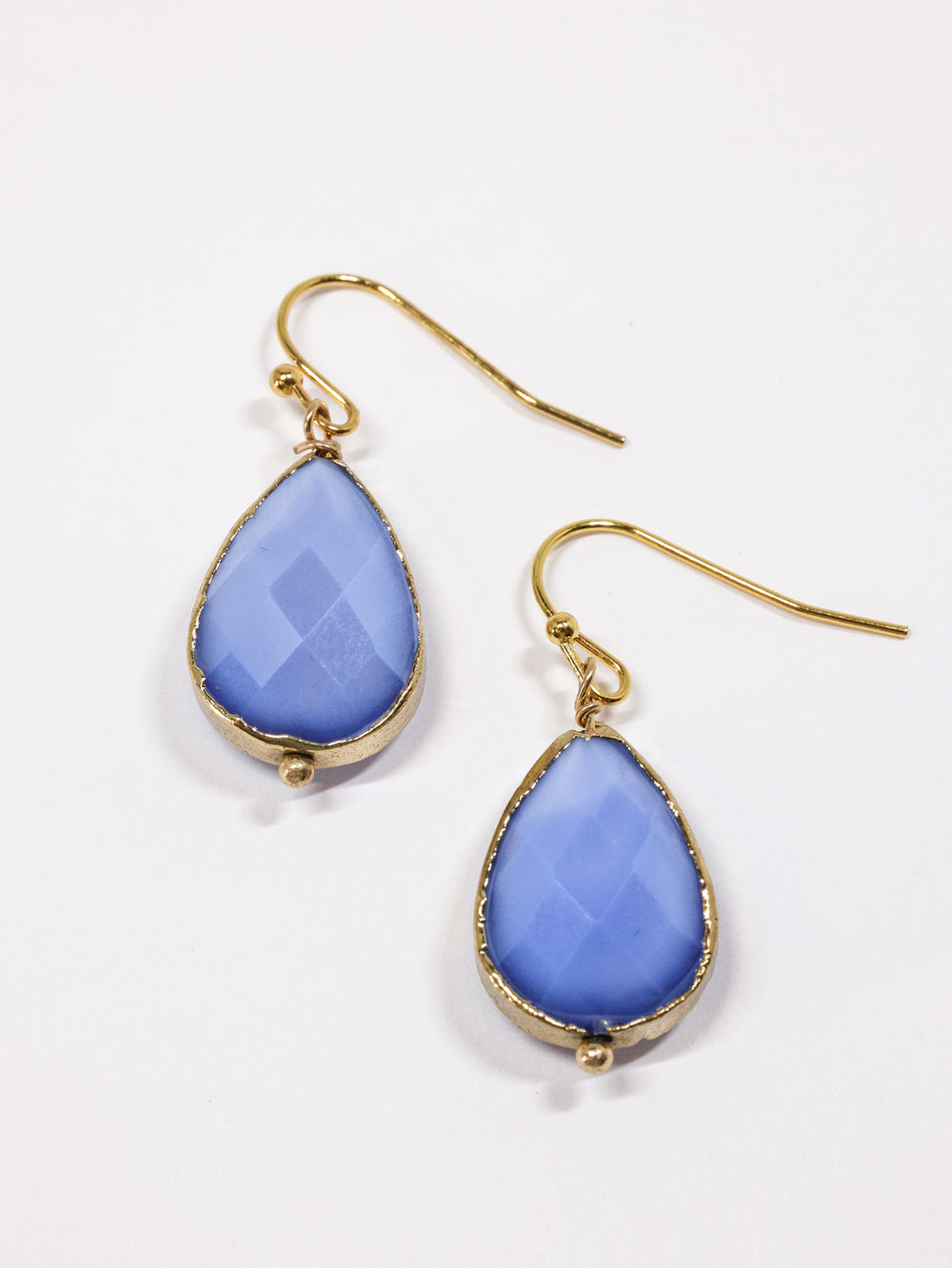 Blue and gold tear drop nickel free earrings