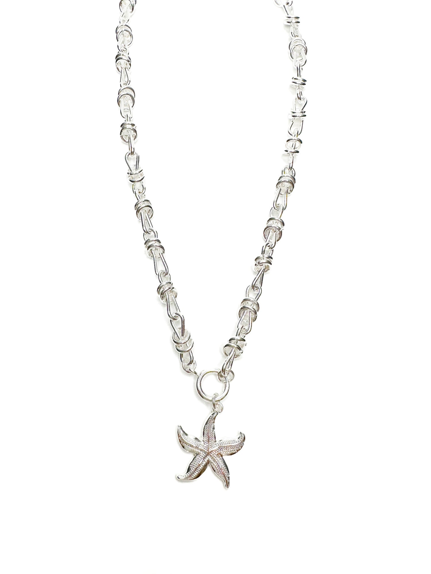 Lola Starfish Necklace in silver with textured pendant from Ardor Boutique