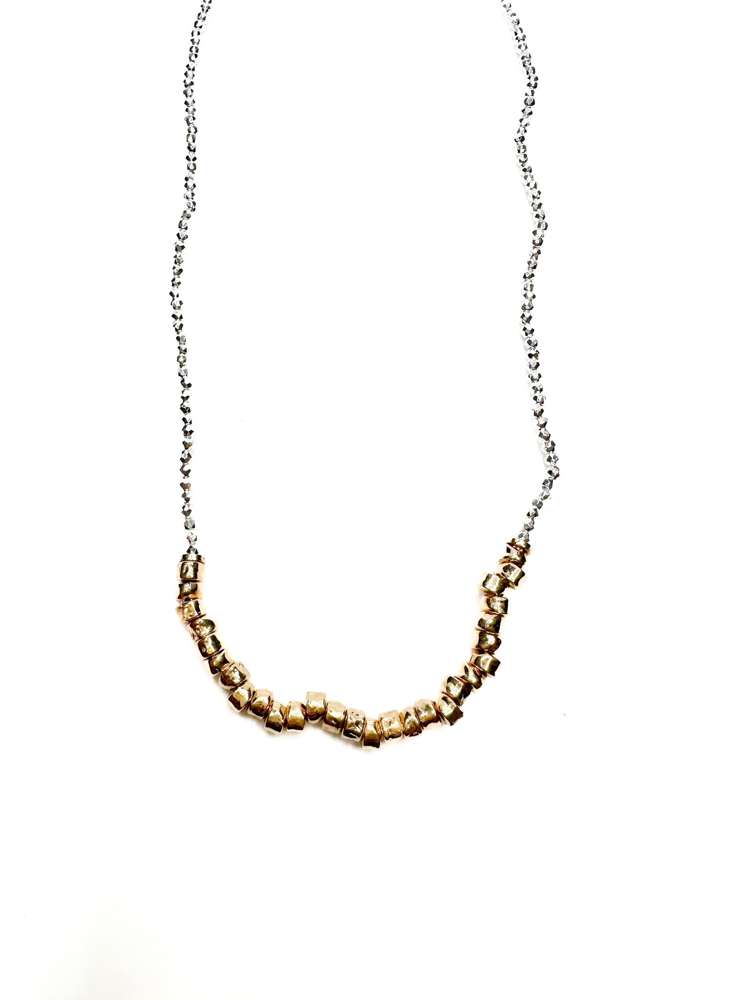 Silver Necklace With gold beads
