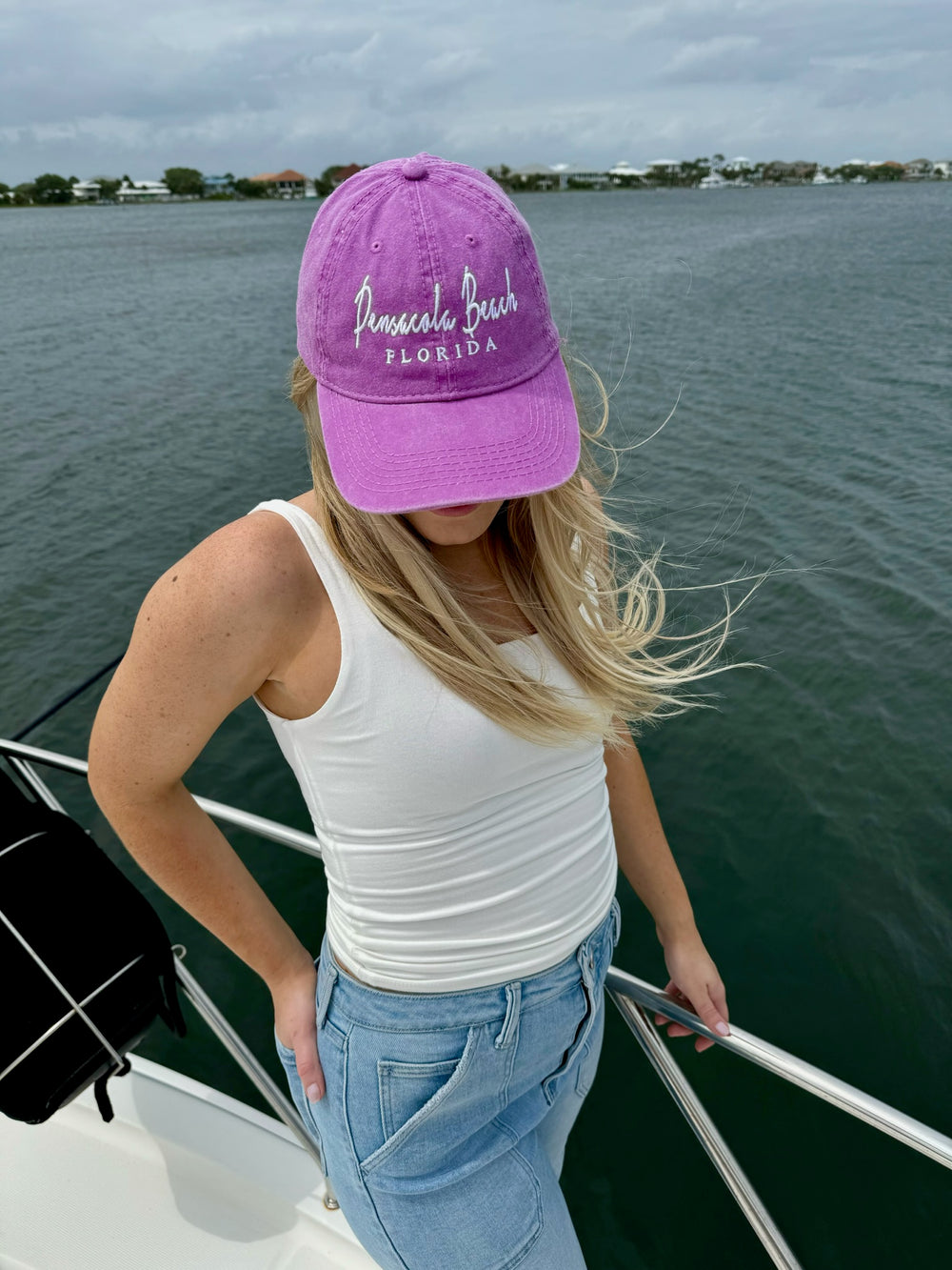 Pensacola Beach Hat in Lilac on Model