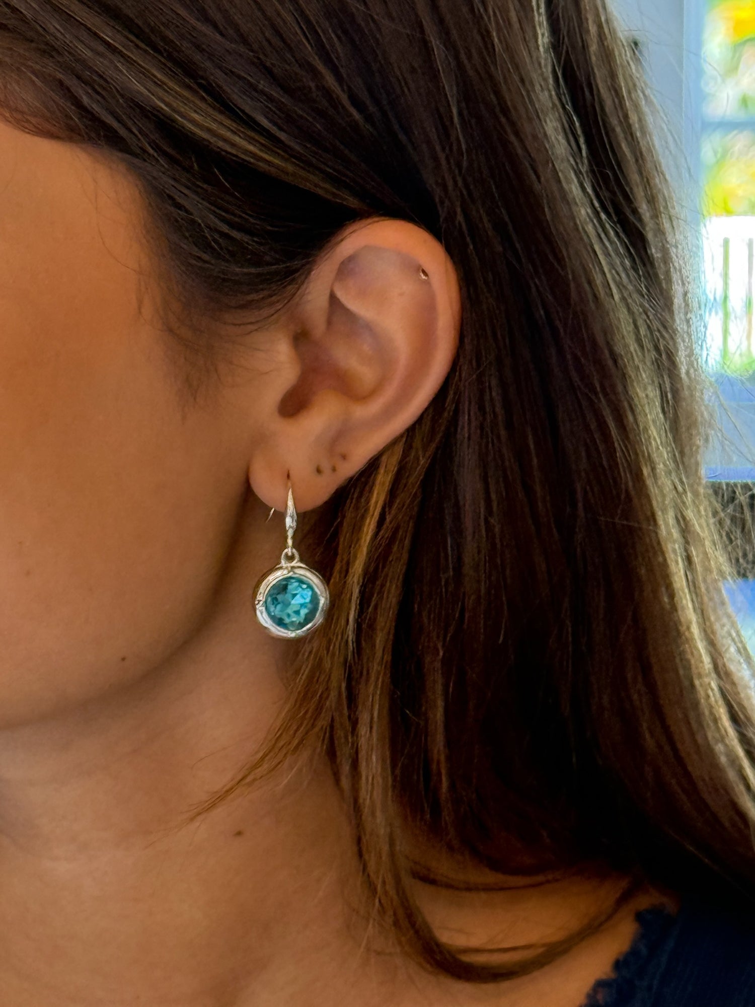 Blue Sparkly Dangling Earrings