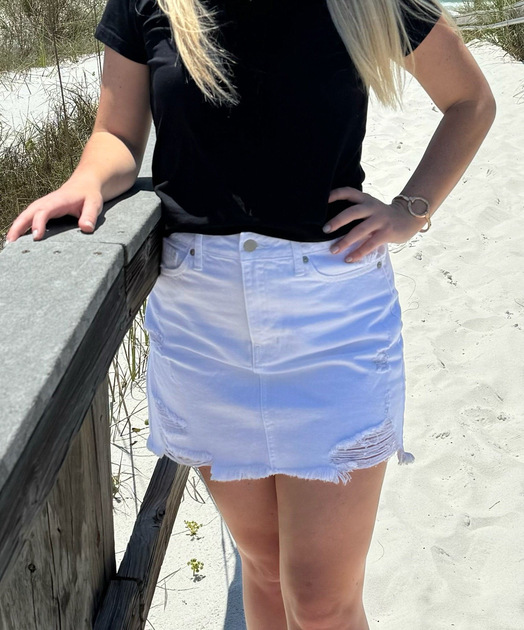 White Light Blue Ripped Denim Skirt Lola Light Blue Denim Skirt