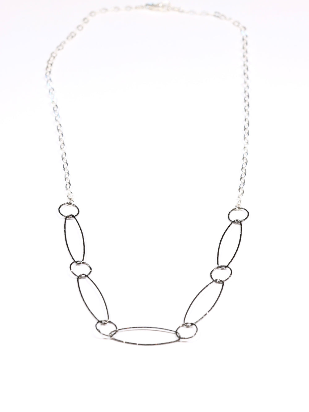 5 Links Necklace - Black and Silver