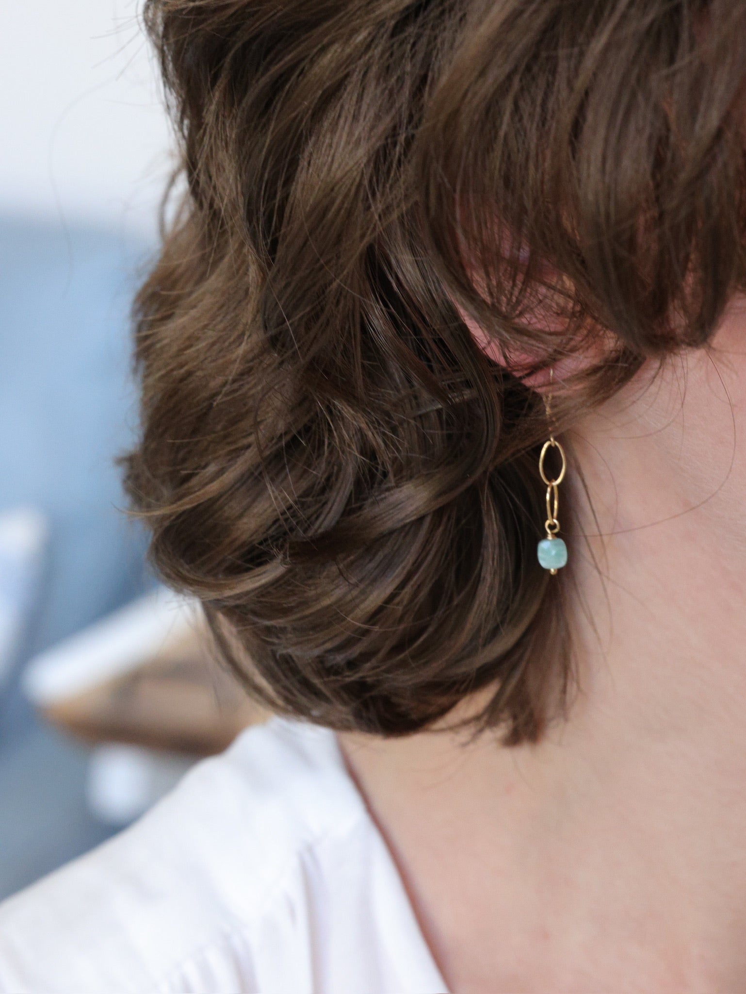 Tiny Amazonite drop earrings