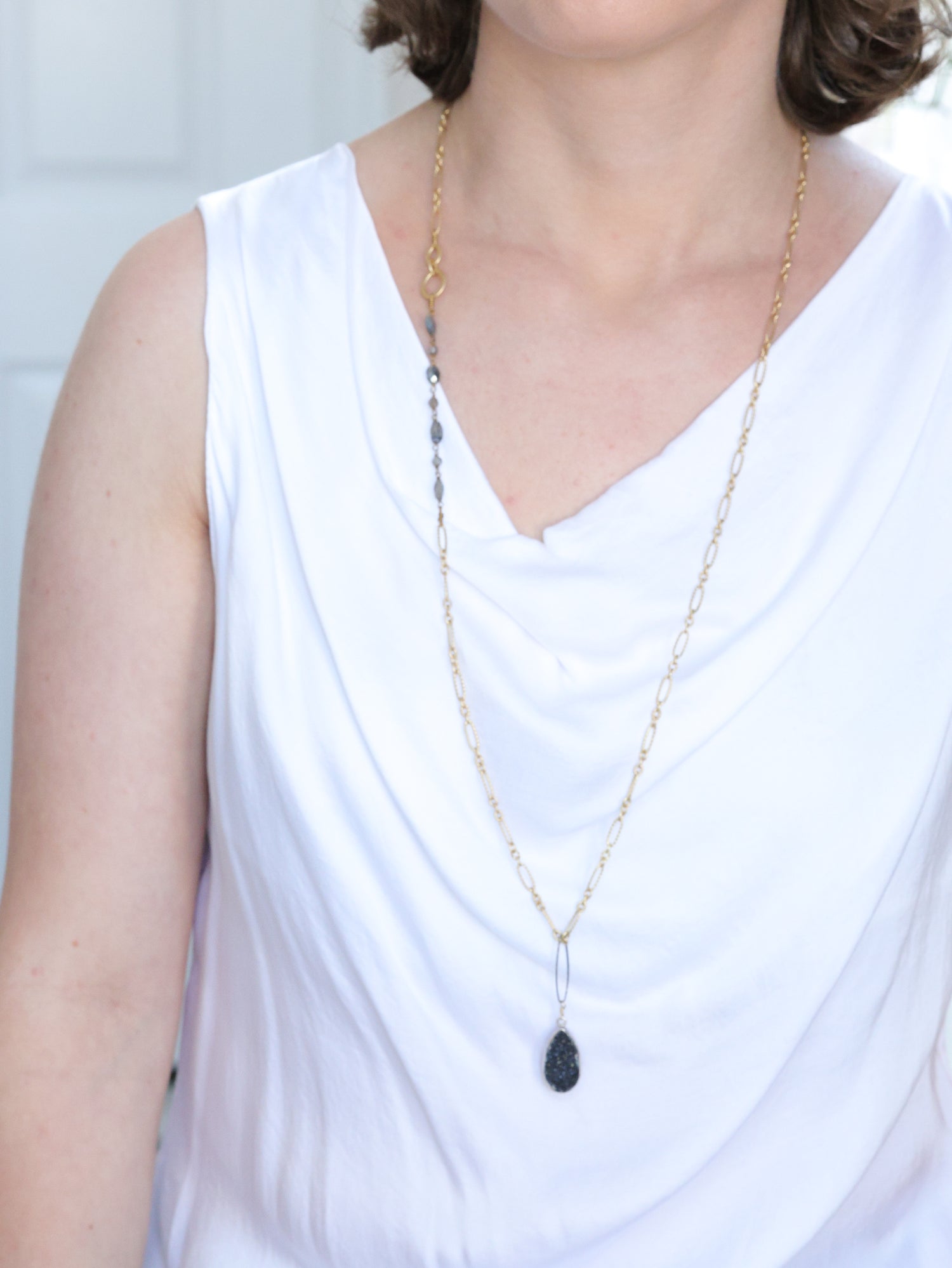 Havana dark druzy nh necklace