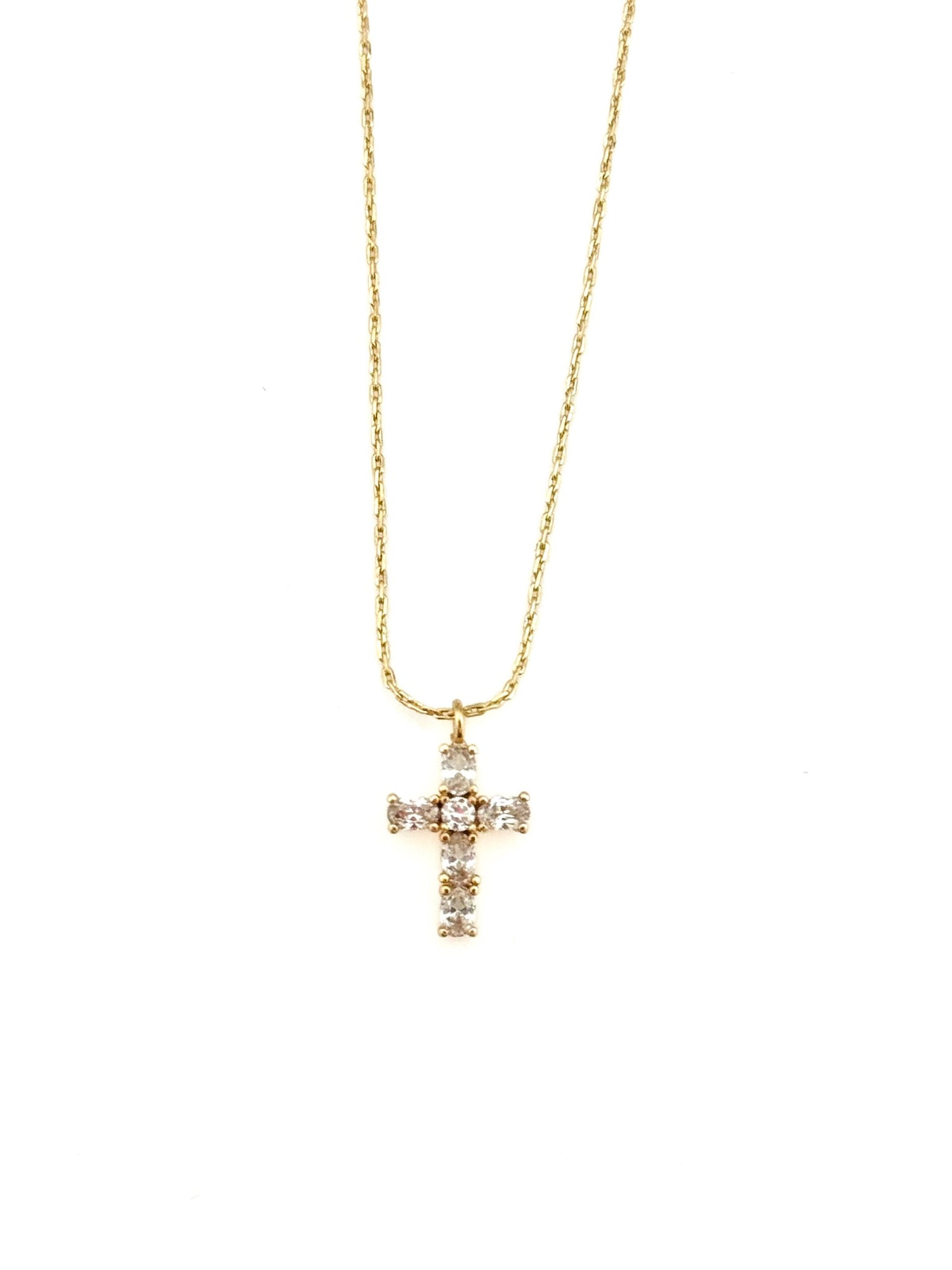 Sparkly gold cross necklace