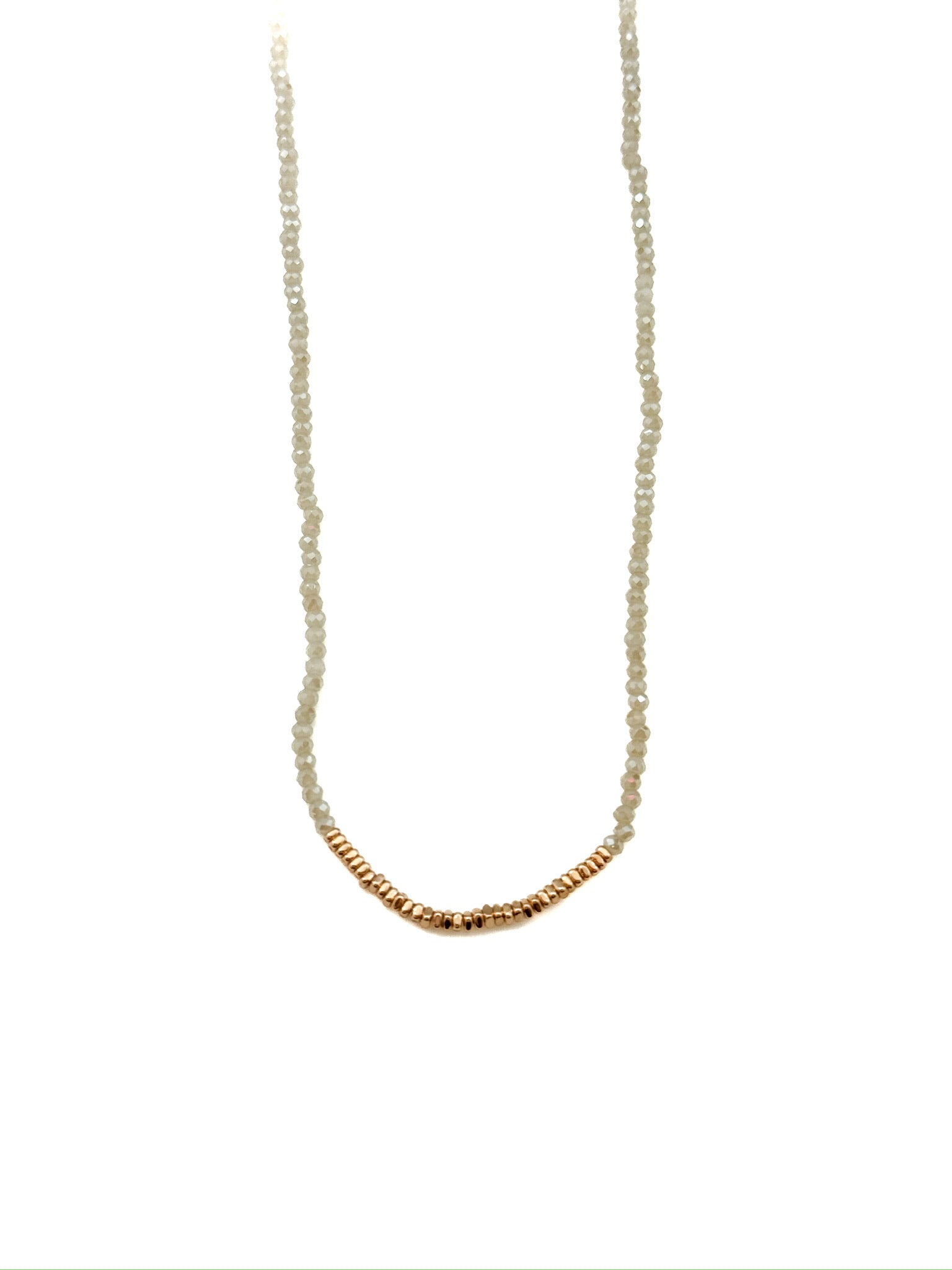 Eva Beaded Necklace with neutral beads and gold-tone accents from Ardor Boutique