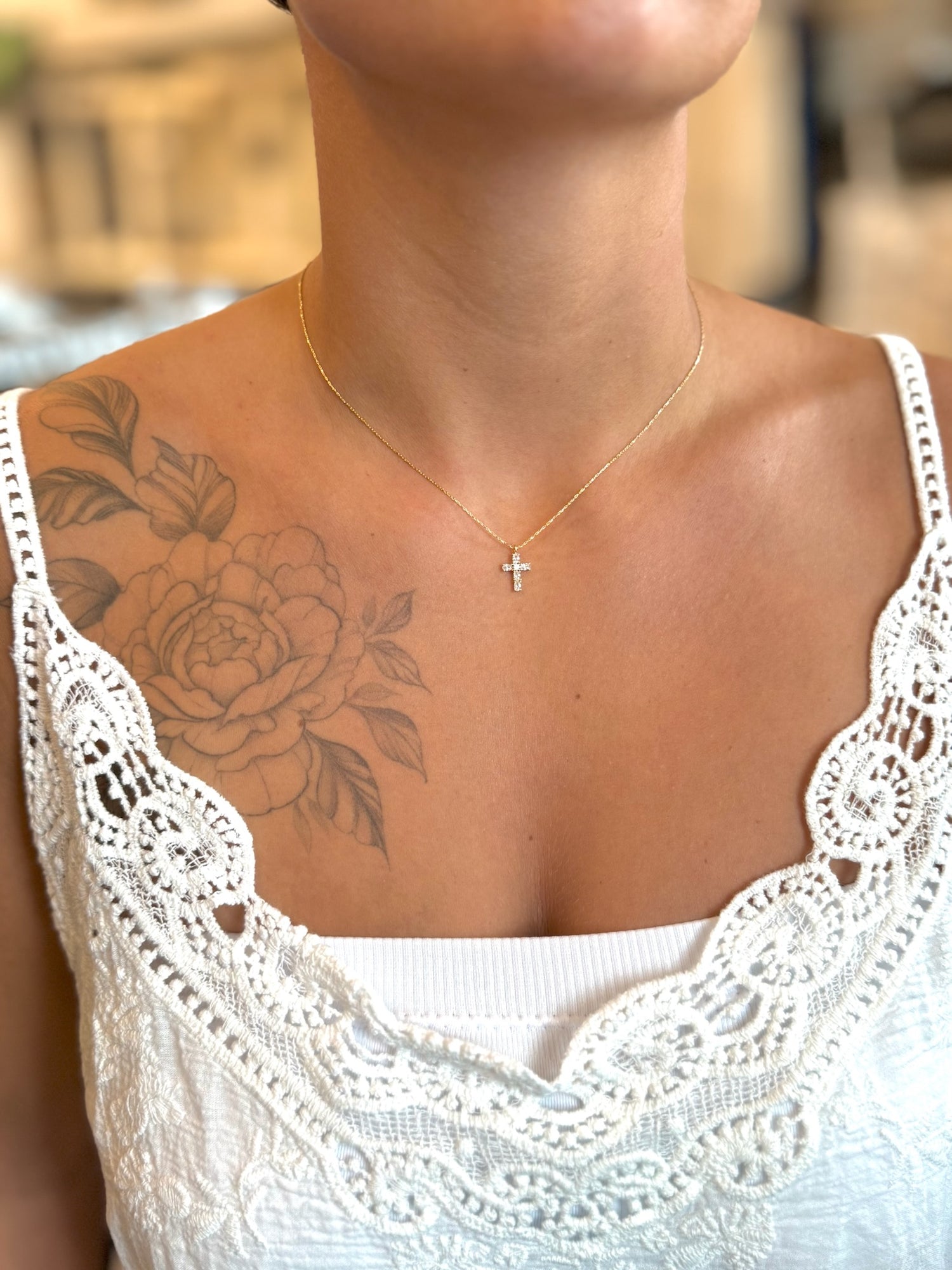 Ella Gold Cross Necklace