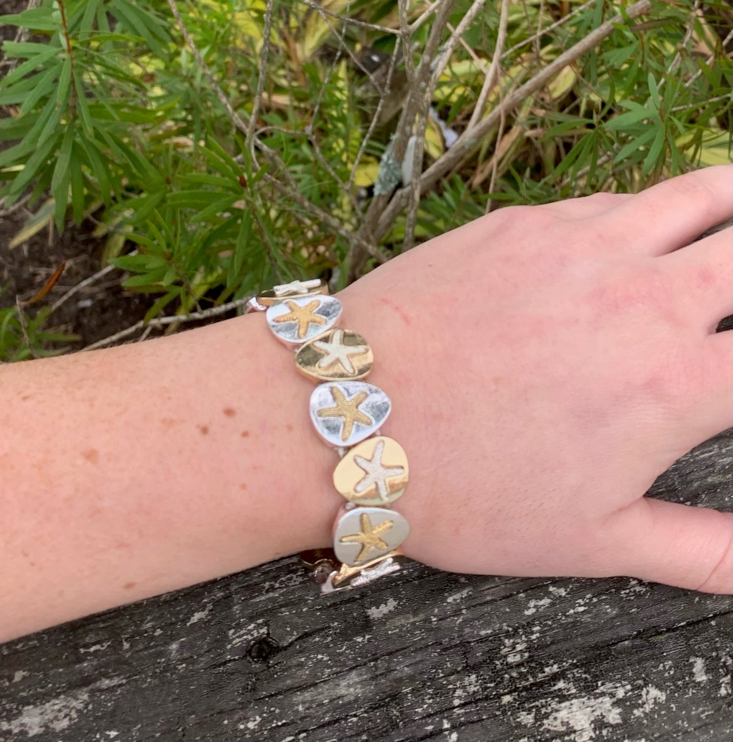 Starfish bracelet- gold and silver