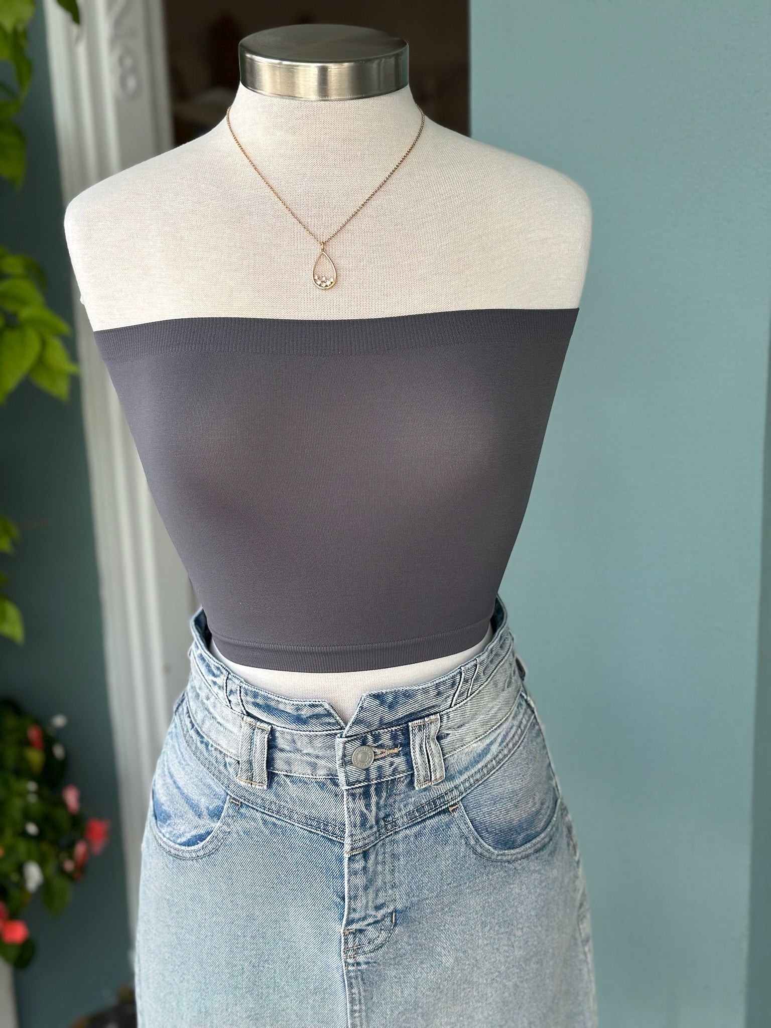 dark grey tube bandeau