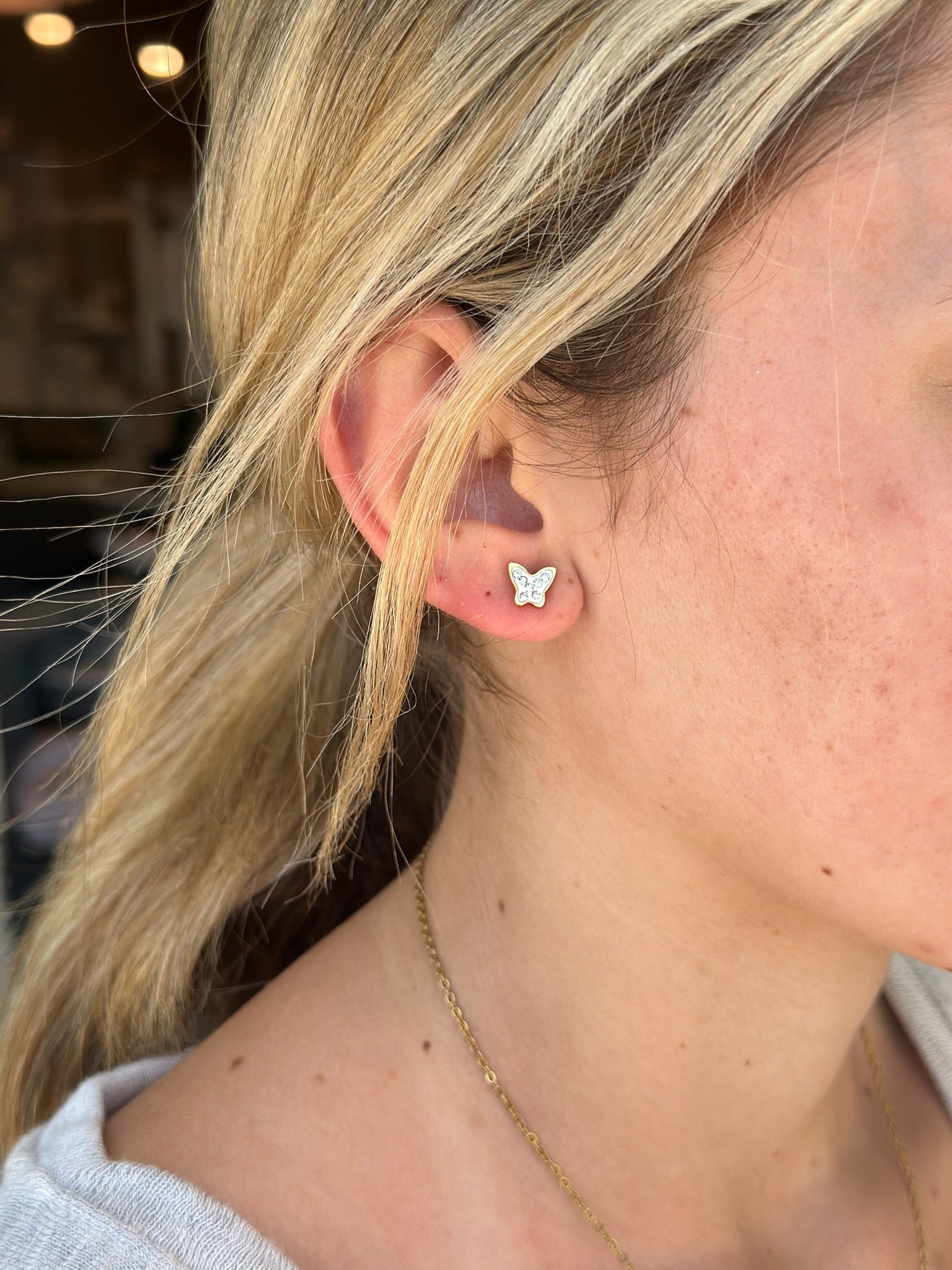 gold butterfly studs