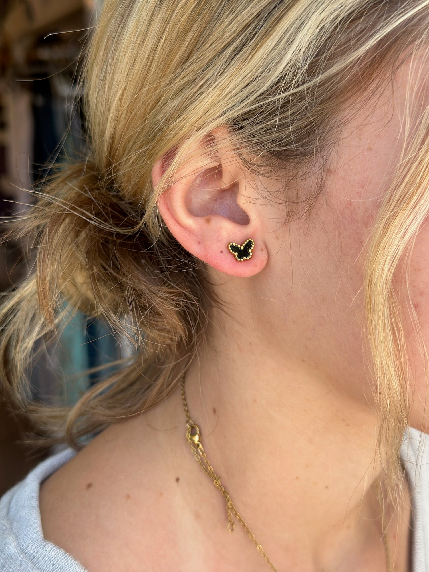 black butterfly studs