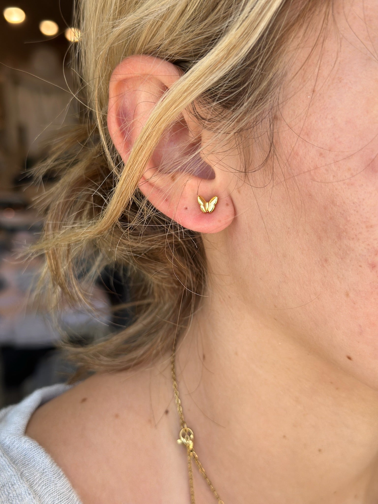 gold butterfly studs