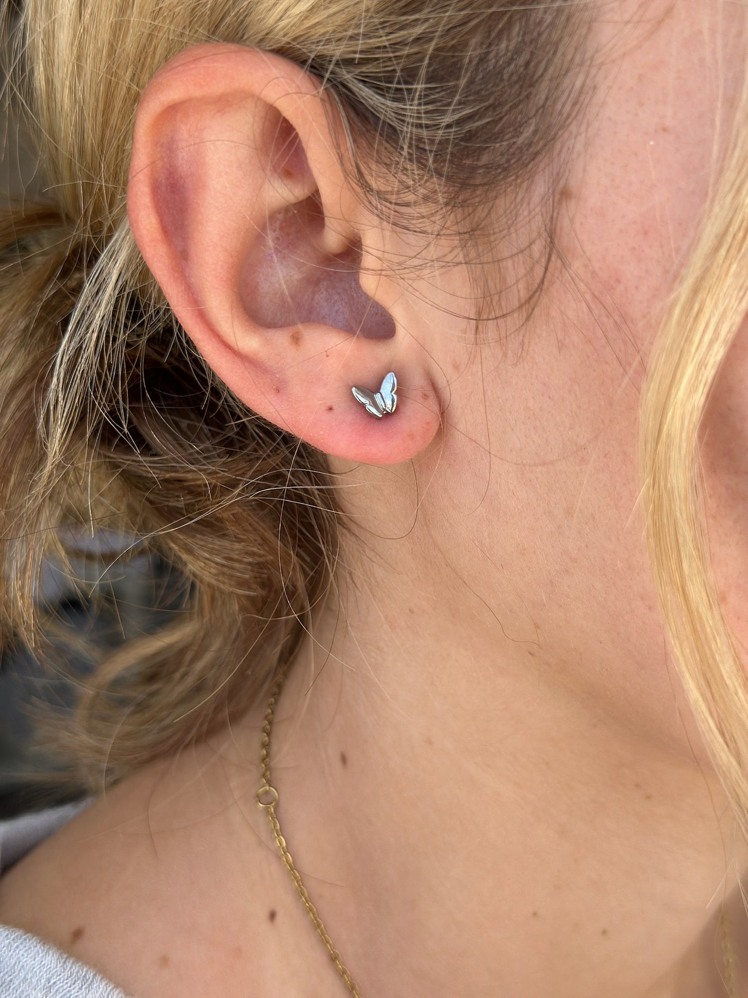 butterfly silver studs