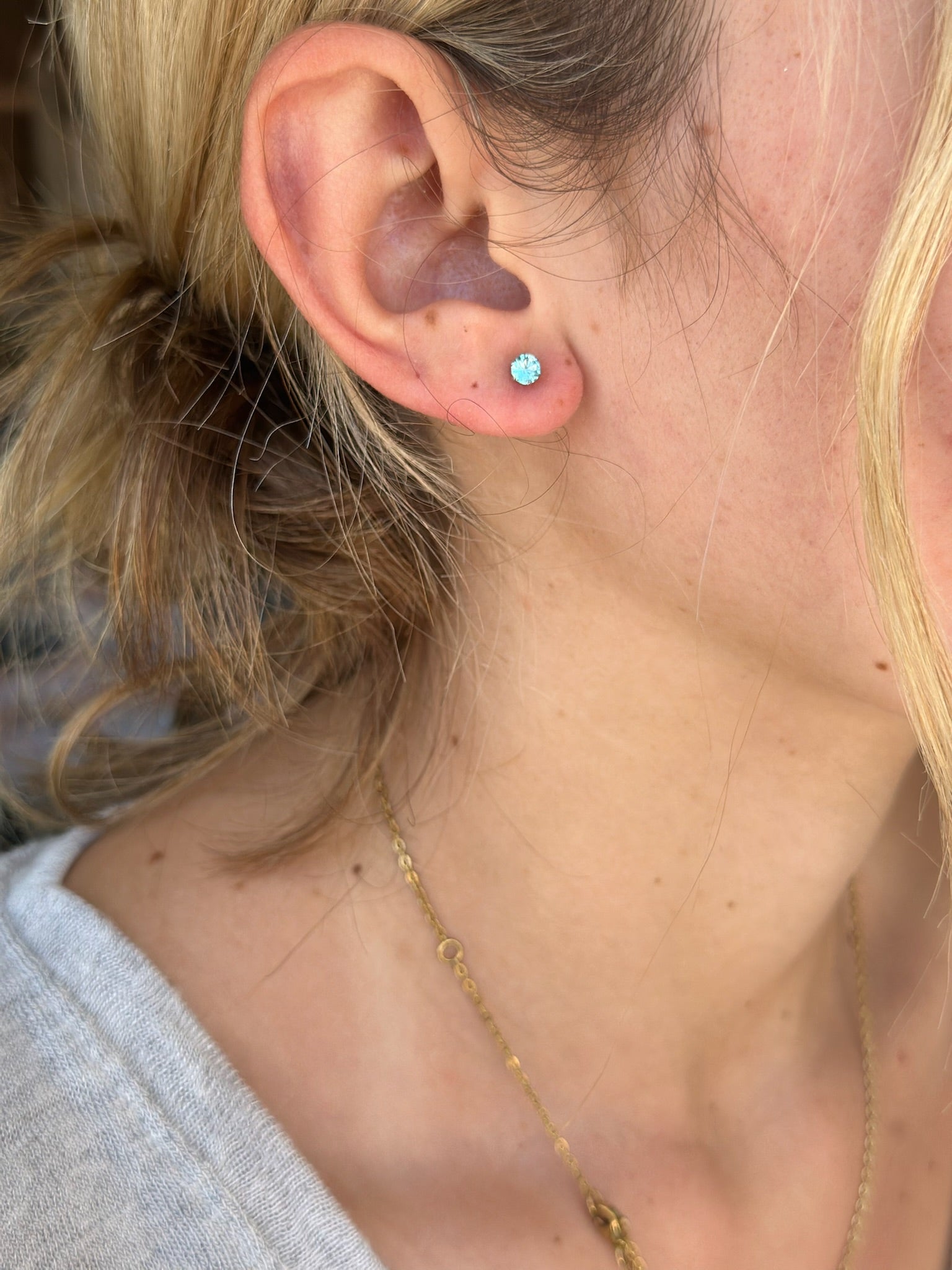 sky blue silver studs