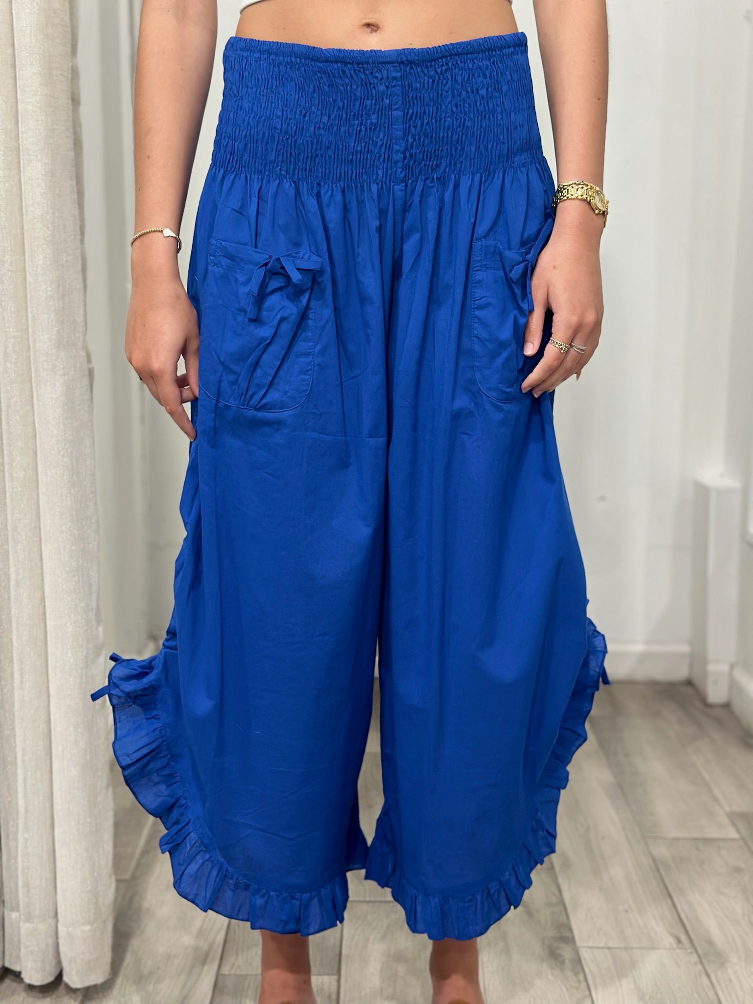 front view of woman wearing pants