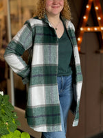 Cammie Plaid Shacket in Hunter Green