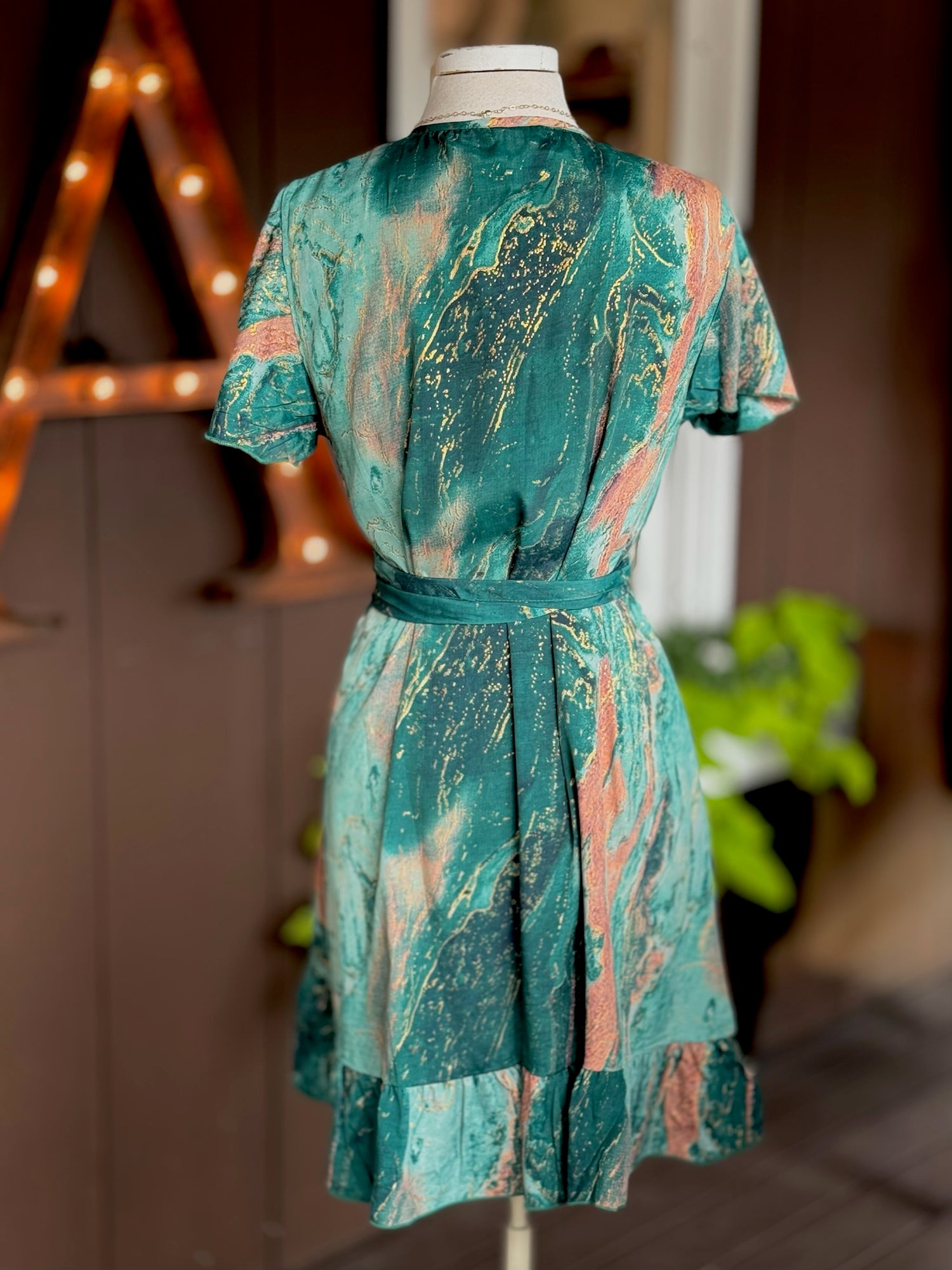 back view of wrap dress