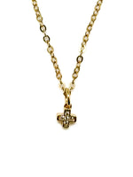 Adjustable 15–17.375" Aveline Mini Cross Necklace in gold-filled chain with delicate cross charm – Ardor Boutique