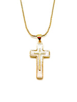 Perla Cross Necklace with gold chain and mother-of-pearl cross pendant – Ardor Boutique.