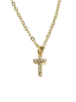 Adjustable 15–17.25 inch Amaris Gold Cross Necklace with gold-filled chain and sparkling cross charm, displayed for product detail, Ardor Boutique.