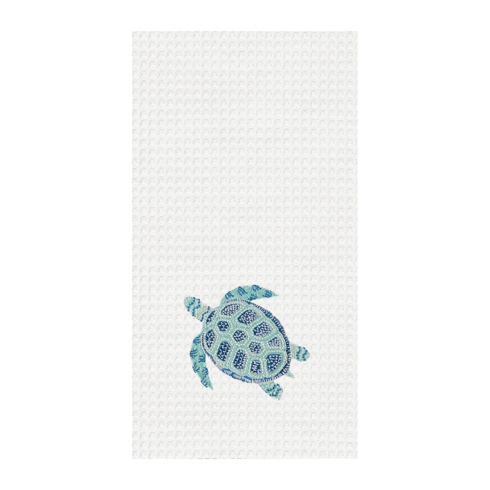 Towel with a turtle design on a white background