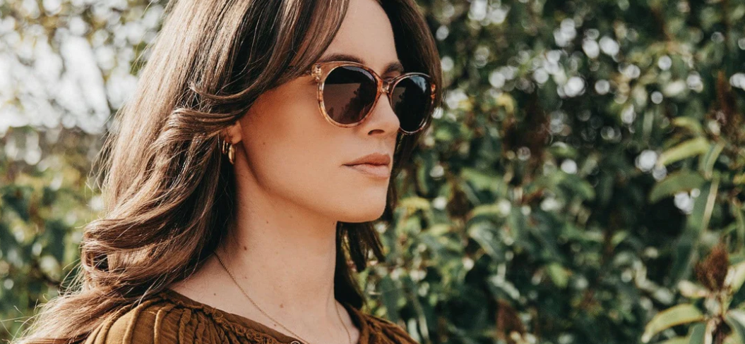 Madison Rose Blossom Polarized Sunglasses on model side profile