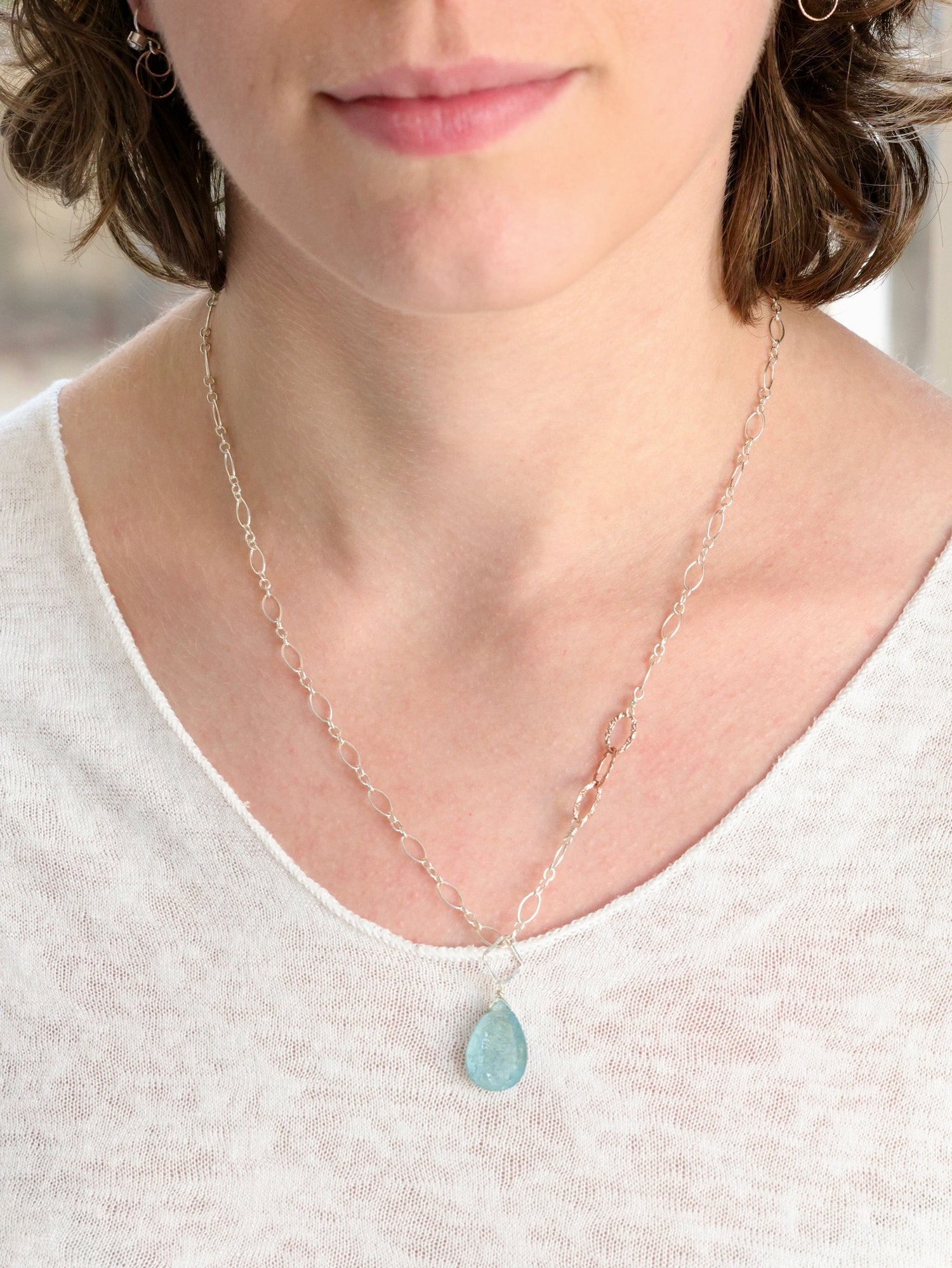 Serenity Aquamarine Teardrop nh Necklace