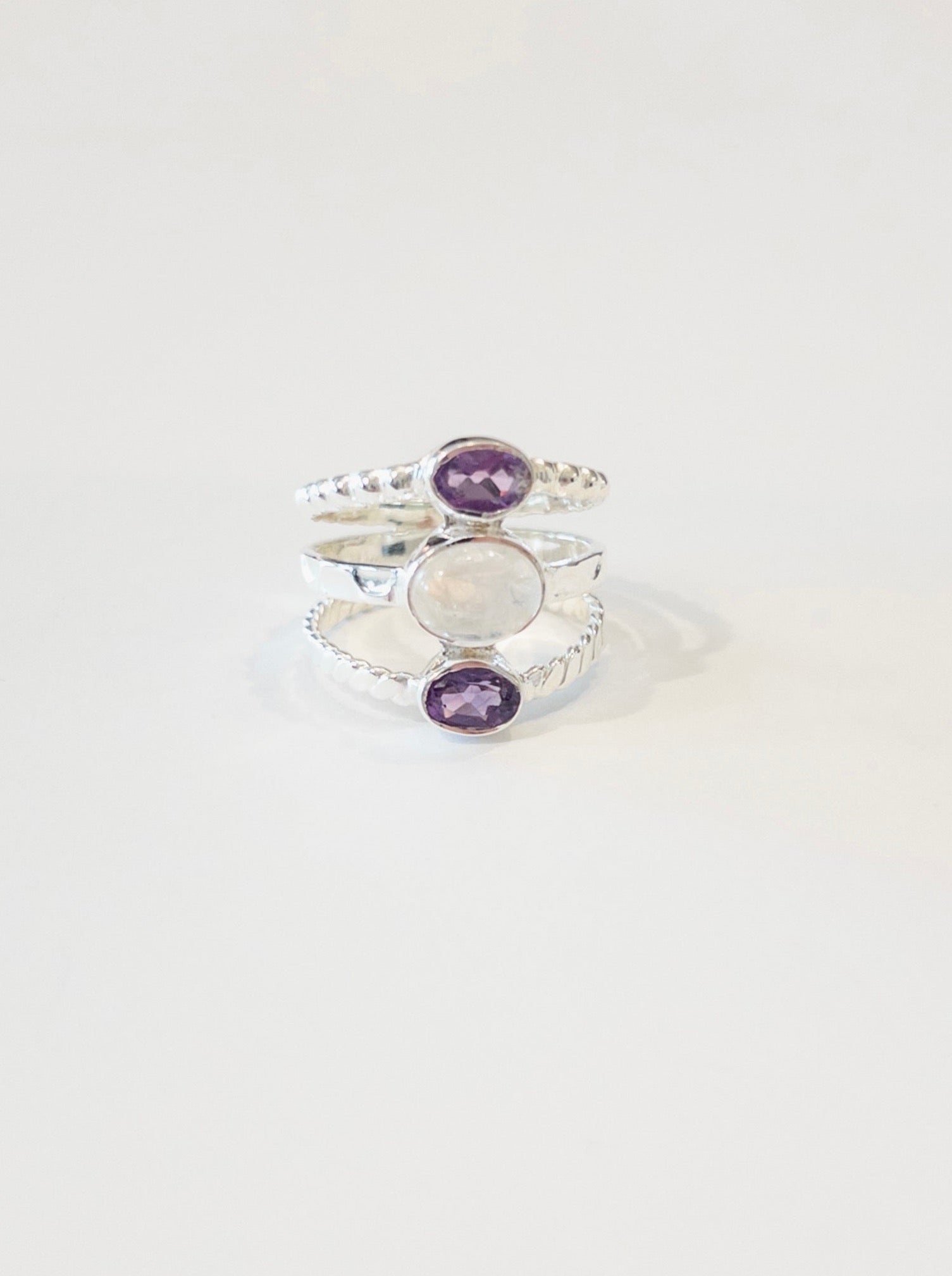 Trinity Amethyst and Moonstone nh Ring – Ardor Boutique