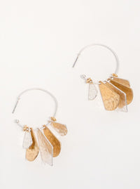 Two tone Hoop earrings Stacked accent Length : 2 1/4"