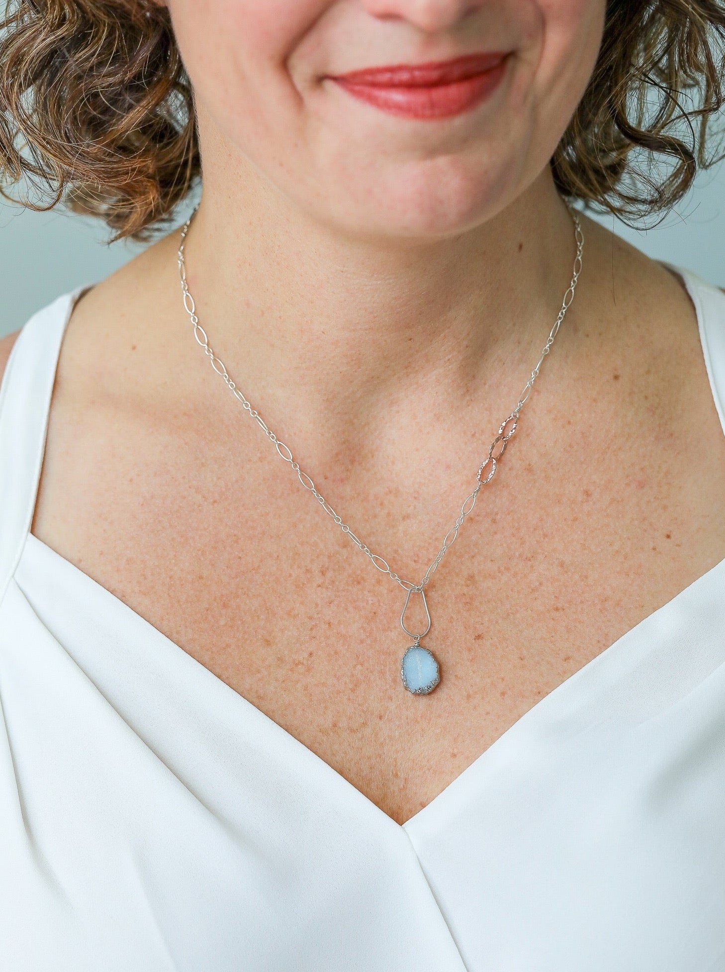 Serenity aquamarine druzy necklace