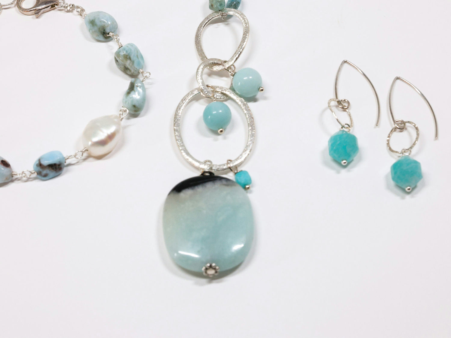 nh Amazonite and Pearl Sterling