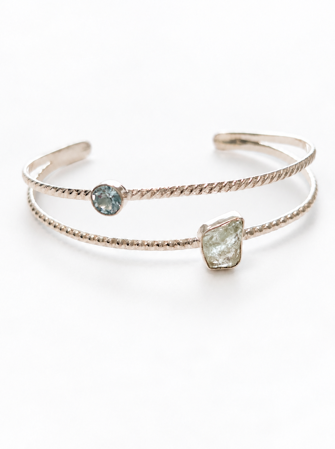 Angelica Rough Aquamarine and Blue Topaz nh Bracelet