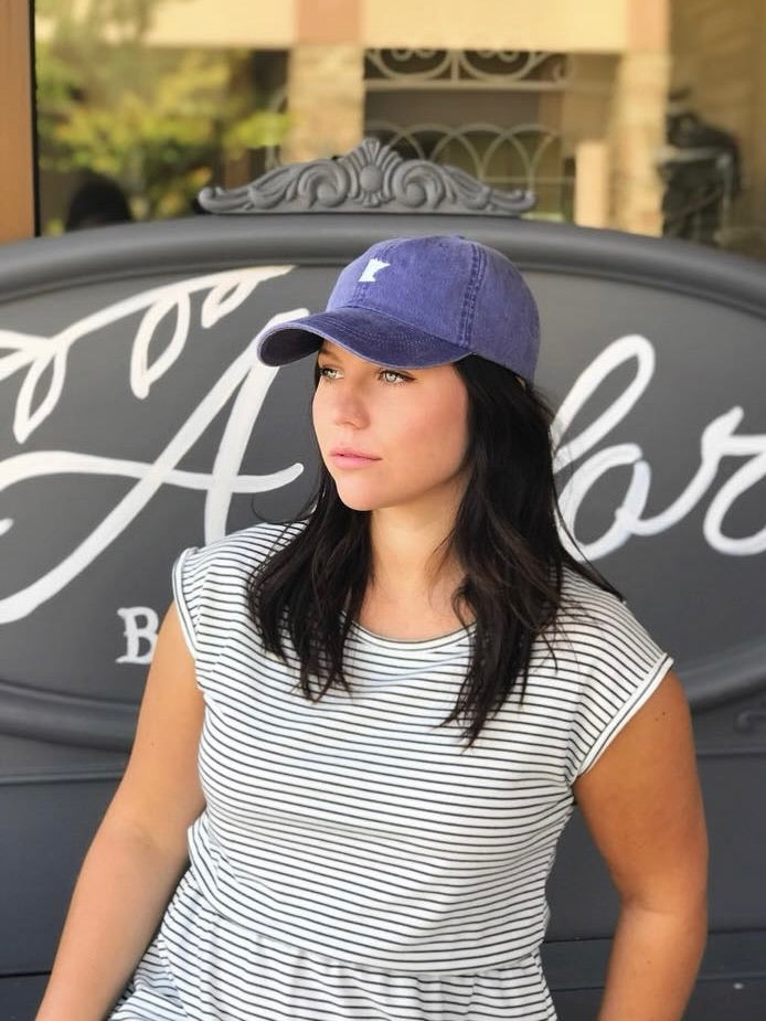 Purple Embroidered MN Hat