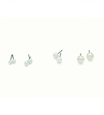 4 sizes of white pearl silver stud earrings: 3mm, 4mm, 5mm, 6mm
