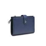 Blue wallet with a zipper on a white background
