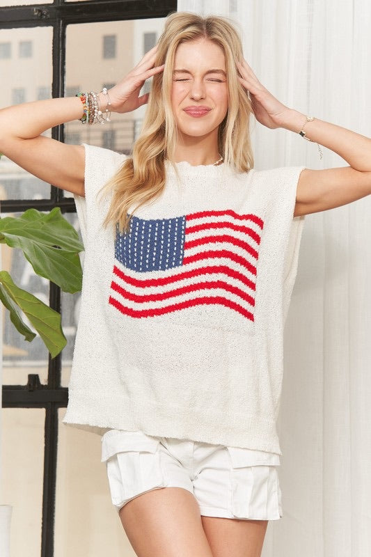 America Flag Tank Top Sweater 