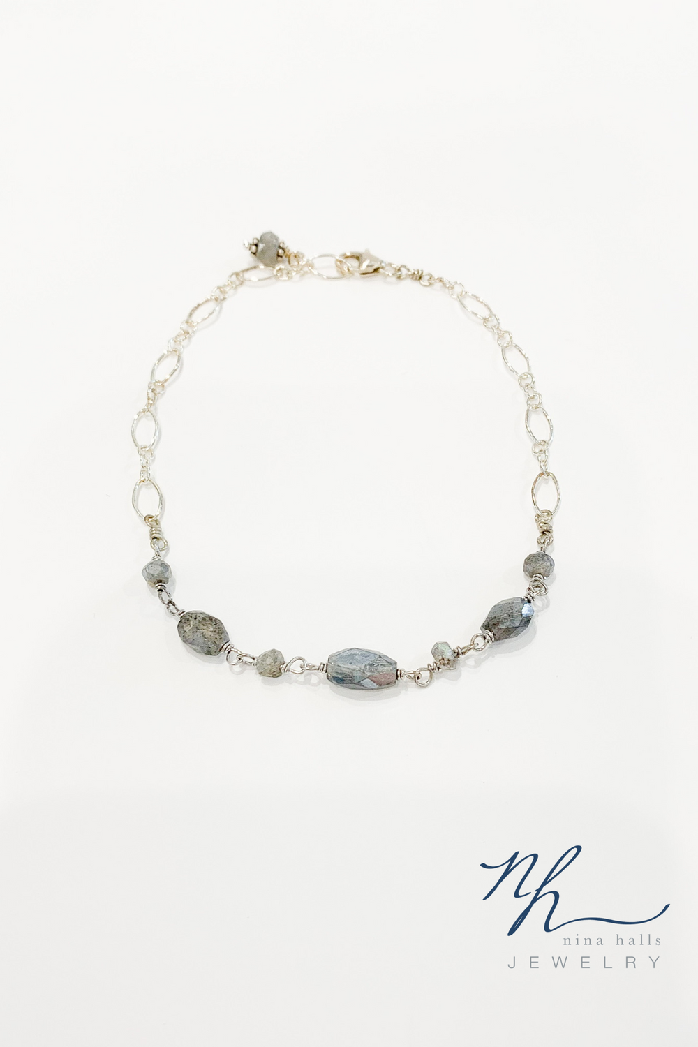 Genevieve labradorite bracelet with logo 